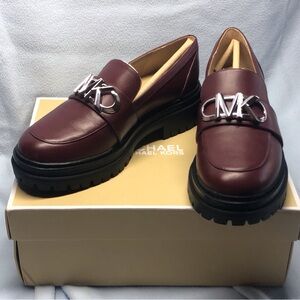Michael Michael Kors Parker Lug Loafer - Merlot leather with Silver MK logo